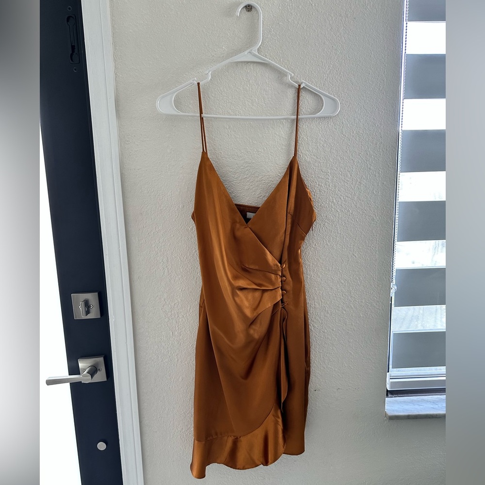 Satin Mini Dress with Cinched Waist